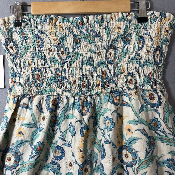 Anthropologie Pilcro Smocked Strapless Romper Ivory Medium NWT Linen - Picture 7 of 11